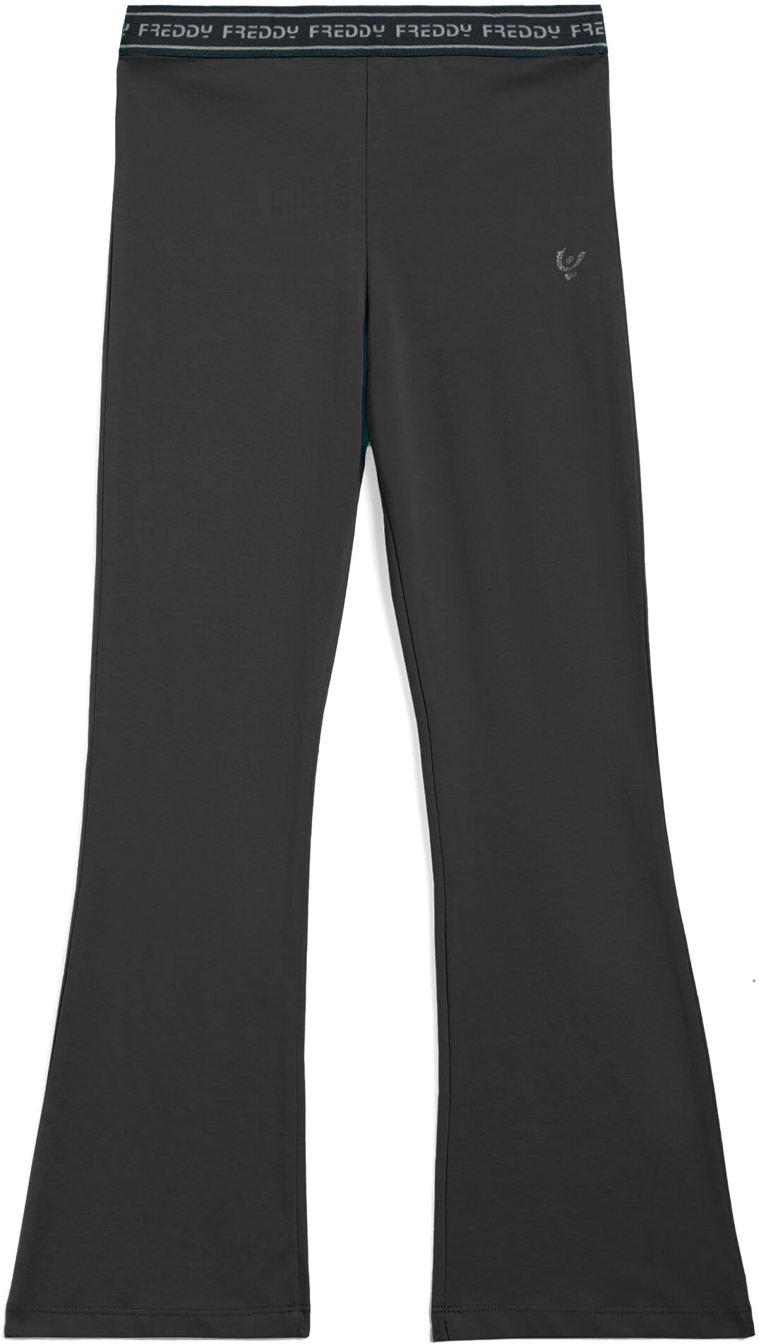 Freddy Pantaloni flare da bambina in jersey con cintura logata Nero Junior 6 Anni