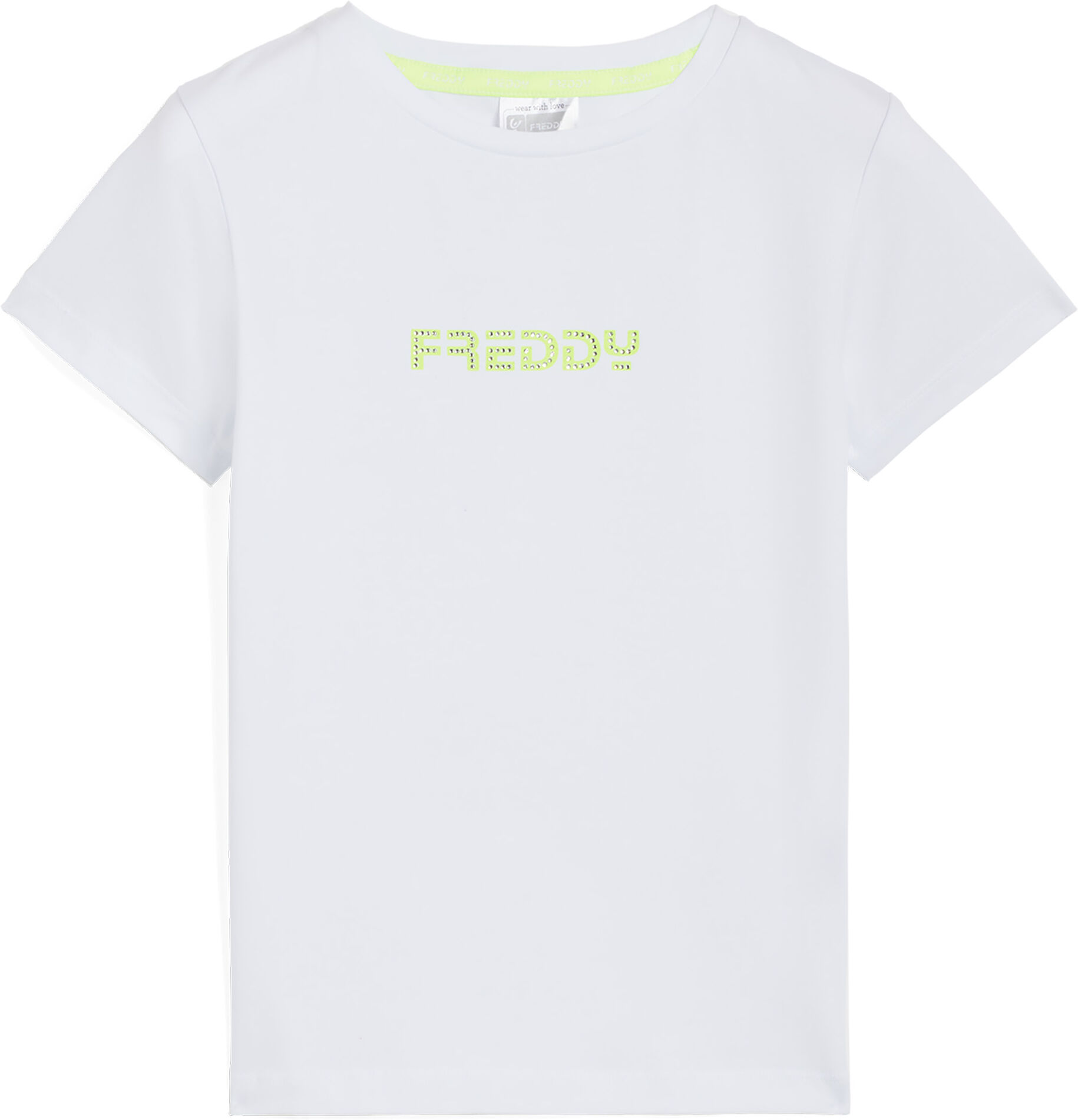 Freddy T-shirt da bambina con logo fluo decorato da strass Bianco Junior 6 Anni