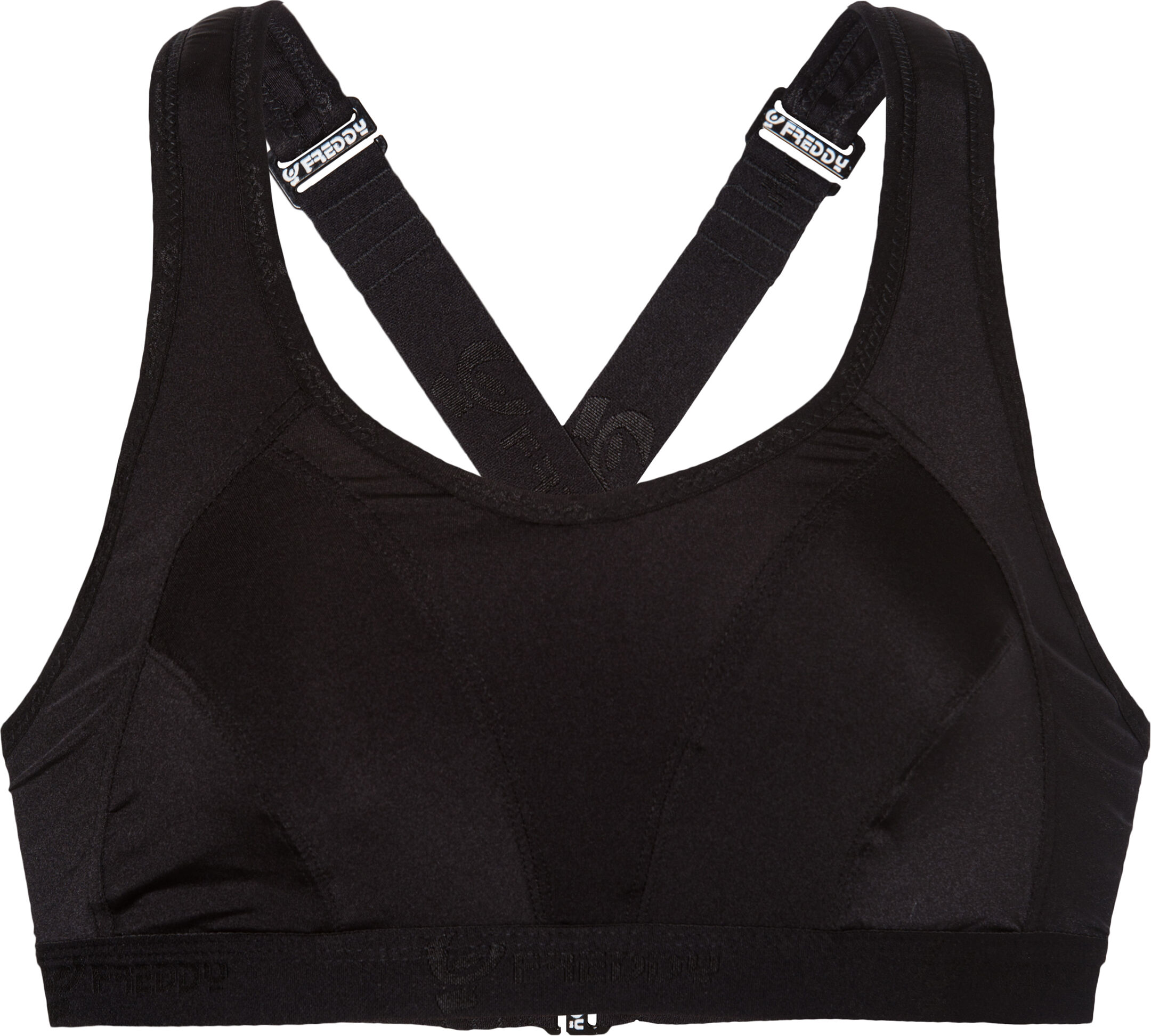 Freddy MEDIUM SUPPORT Reggiseno tecnico senza ferretto con tagli ergonomici, inserti elasticizzati Black Donna Tg.1 32b