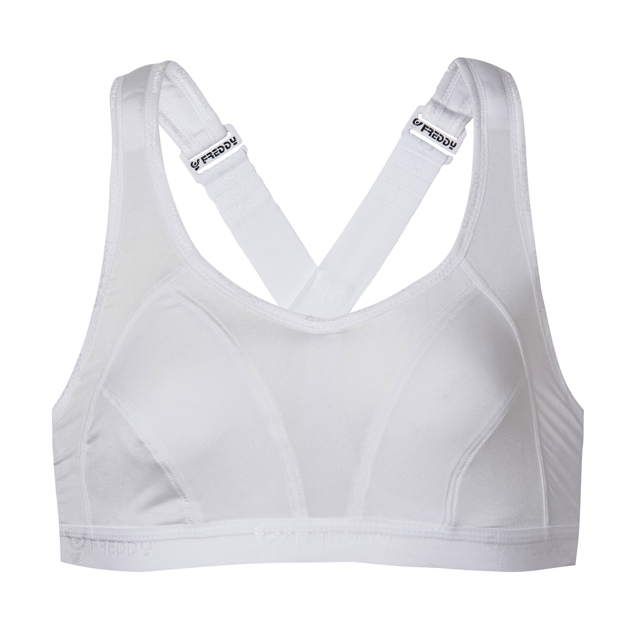 Freddy MEDIUM SUPPORT Reggiseno tecnico senza ferretto con tagli ergonomici, inserti elasticizzati White Donna Tg.1 32b