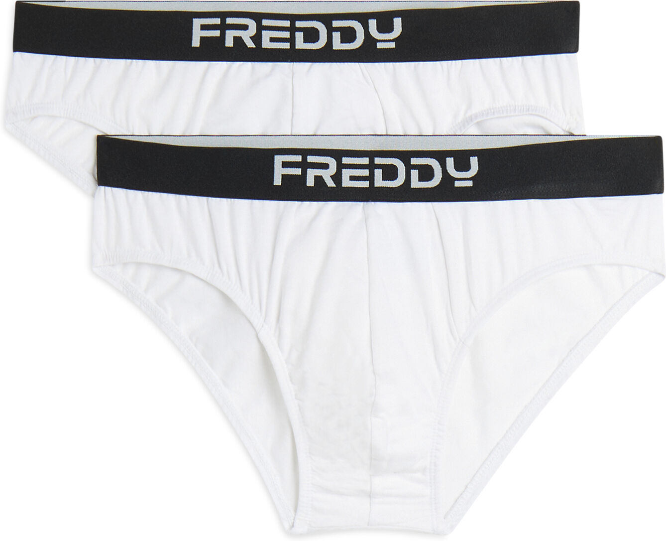 Freddy Pack 2 slip uomo con elastico jacquard e logo a contrasto Bianco Uomo Medium