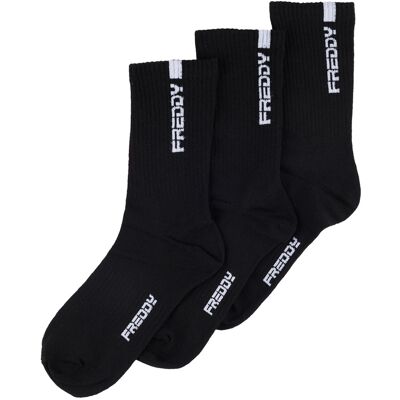 Freddy Calzini sportivi taglio medio con logo - Pack da 3 paia Nero Donna 43/46 Freddy Calzini sportivi taglio medio con logo - Pack da 3 paia Nero Donna 43/46
