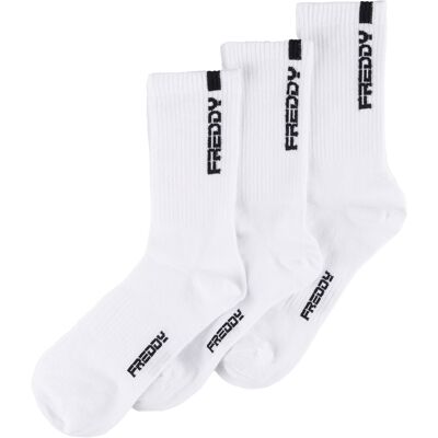 Freddy Calzini sportivi taglio medio con logo - Pack da 3 paia Bianco Donna 39/42 Freddy Calzini sportivi taglio medio con logo - Pack da 3 paia Bianco Donna 39/42