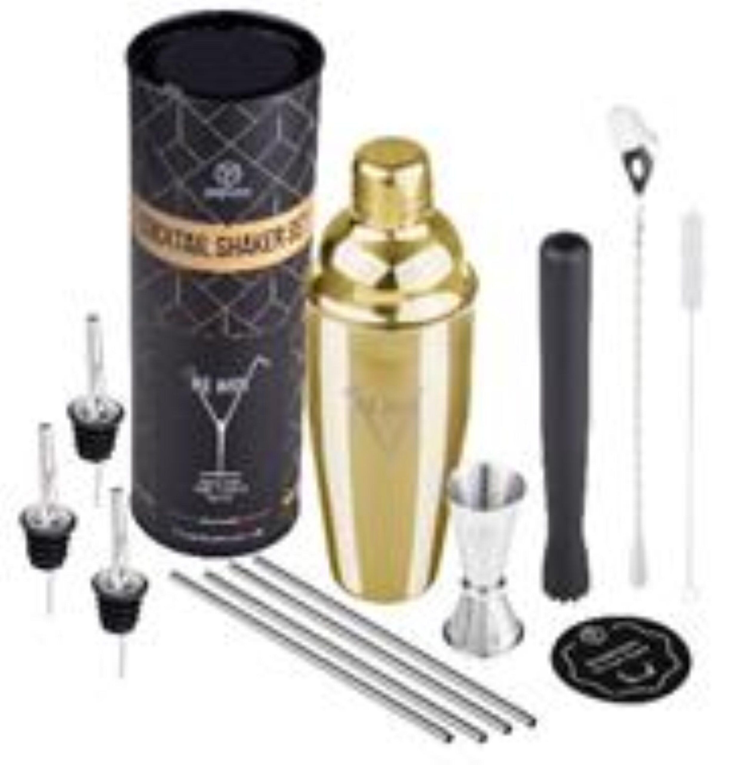 papuya re mix oro cocktail shaker oro set barman professionale 750ml acciaio inox completo kit accessori