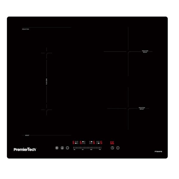 premiertech® pt604ifb premiertech piano cottura a induzione 4 zone timer, lock, boost & flexi