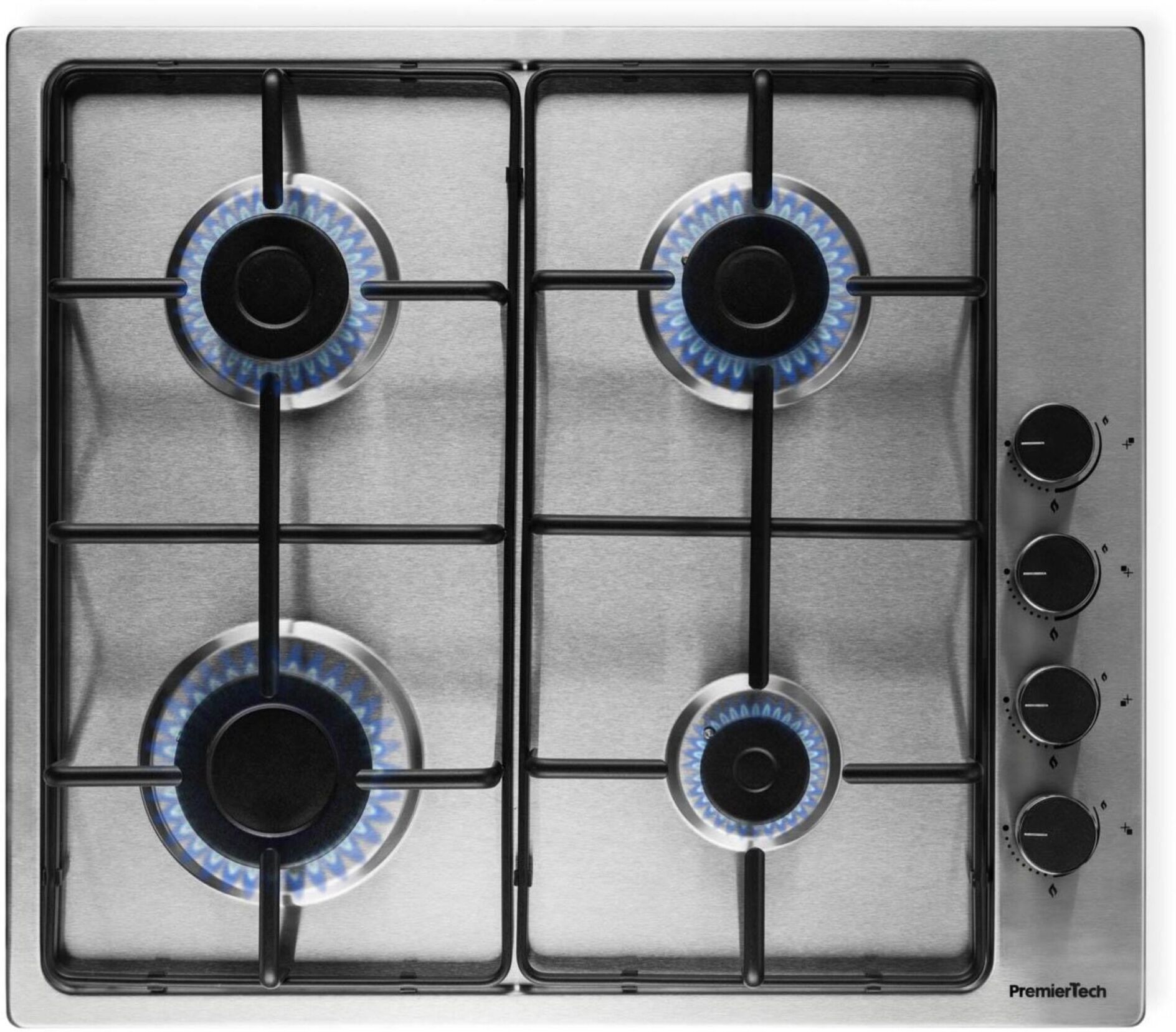 PremierTech® <![CDATA[Piano Cottura a Gas da 60 cm, 4 fuochi in Acciaio Inox, da incasso, idoneo Metano e Gpl - PremierTech PC604]]>