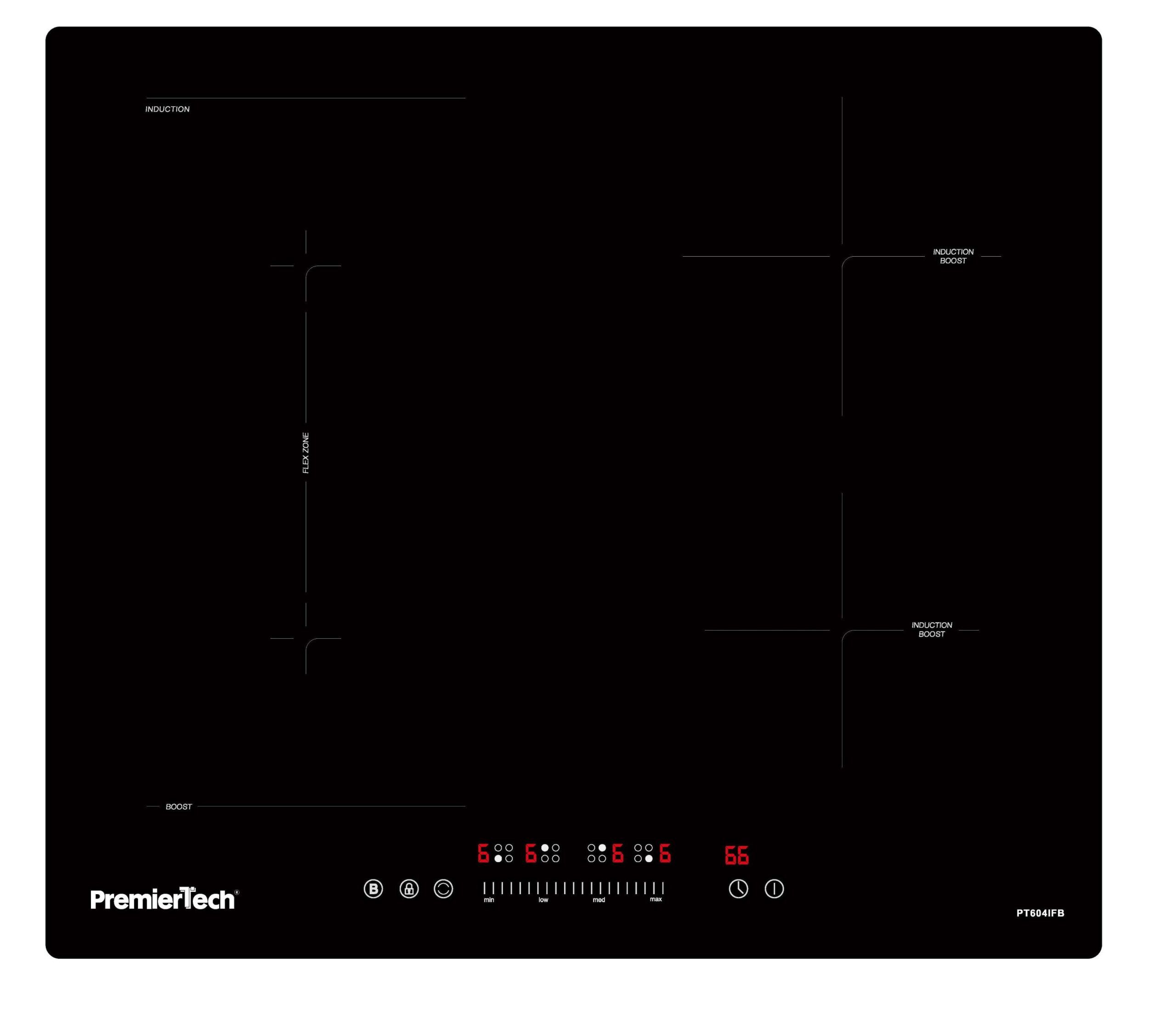 PremierTech® <![CDATA[PT604IFB PremierTech Piano Cottura a Induzione 4 Zone Timer, Lock, Boost & Flexi]]>