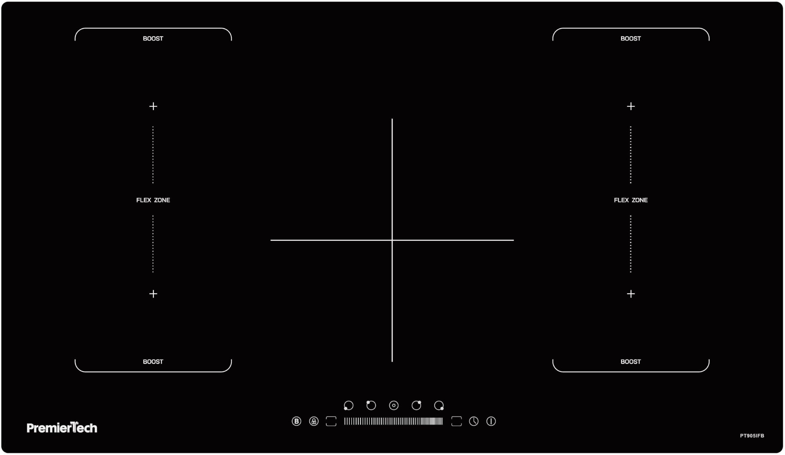 PremierTech® <![CDATA[PT905IFB PremierTech Piano Cottura a Induzione 5 Zone Timer, Lock, Boost & Flexi]]>