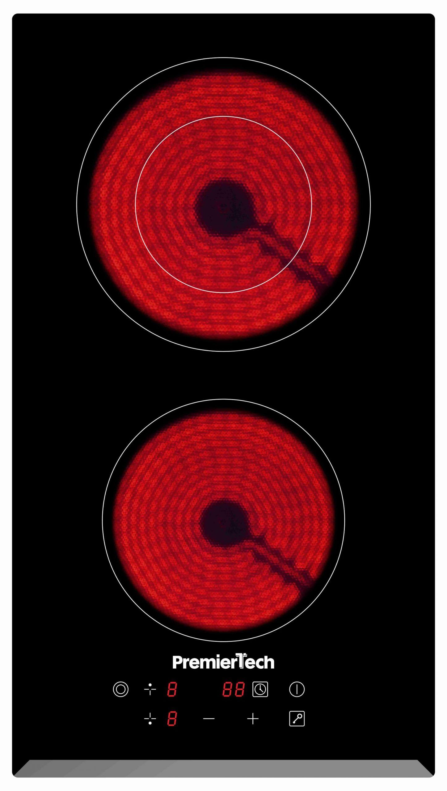 PremierTech® PT-PC2C PremierTech Piano Cottura Vetroceramica 30cm Elettrico 2 Fuochi Display Led Touch Control Vetro Front smussato PremierTech® PT-PC2C PremierTech Piano Cottura Vetroceramica 30cm Elettrico 2 Fuochi Display Led Touch Control Vetro Front smussato