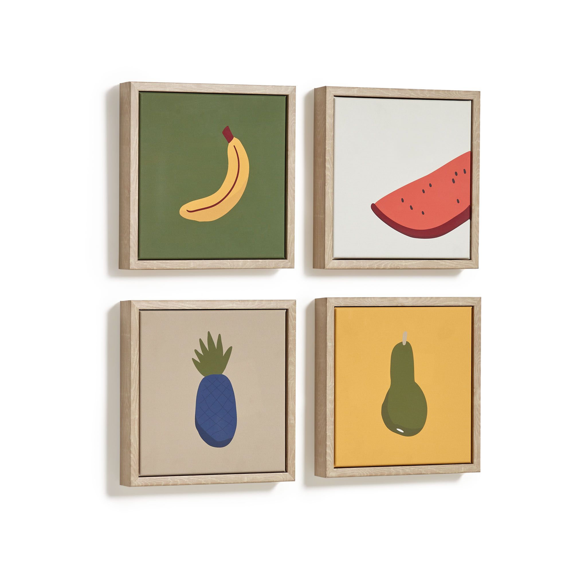 Kave Home Set Bogumila di 4 quadri di frutta multicolori 20 x 20 cm