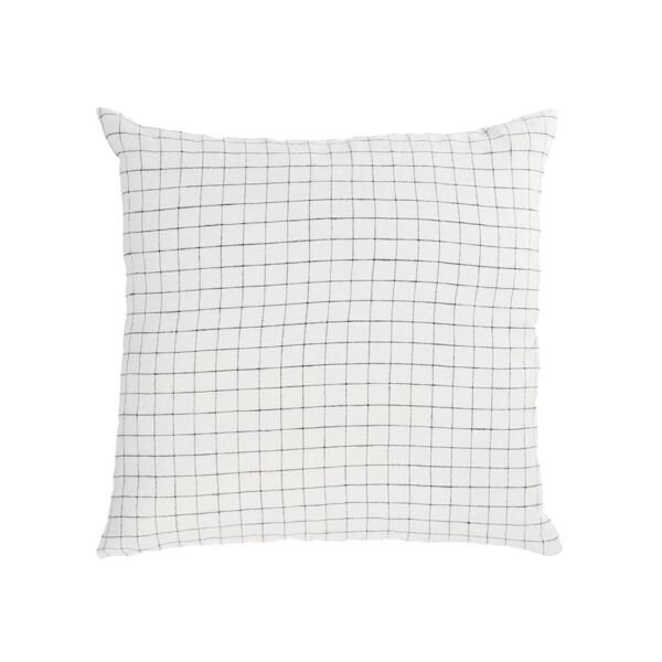 kave home fodera cuscino maialen 100% lino quadrati bianchi e righe nere 45 x 45 cm