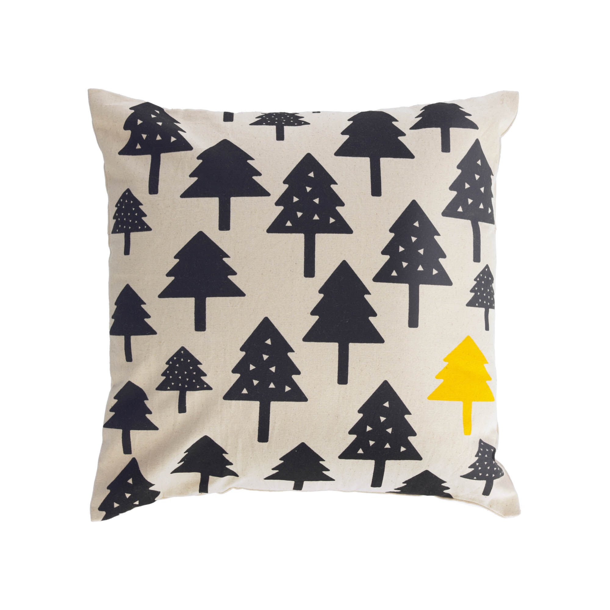 Kave Home Fodera per cuscino Saori 100% cotone (GOTS) nero alberi piccoli  45 x 45 cm