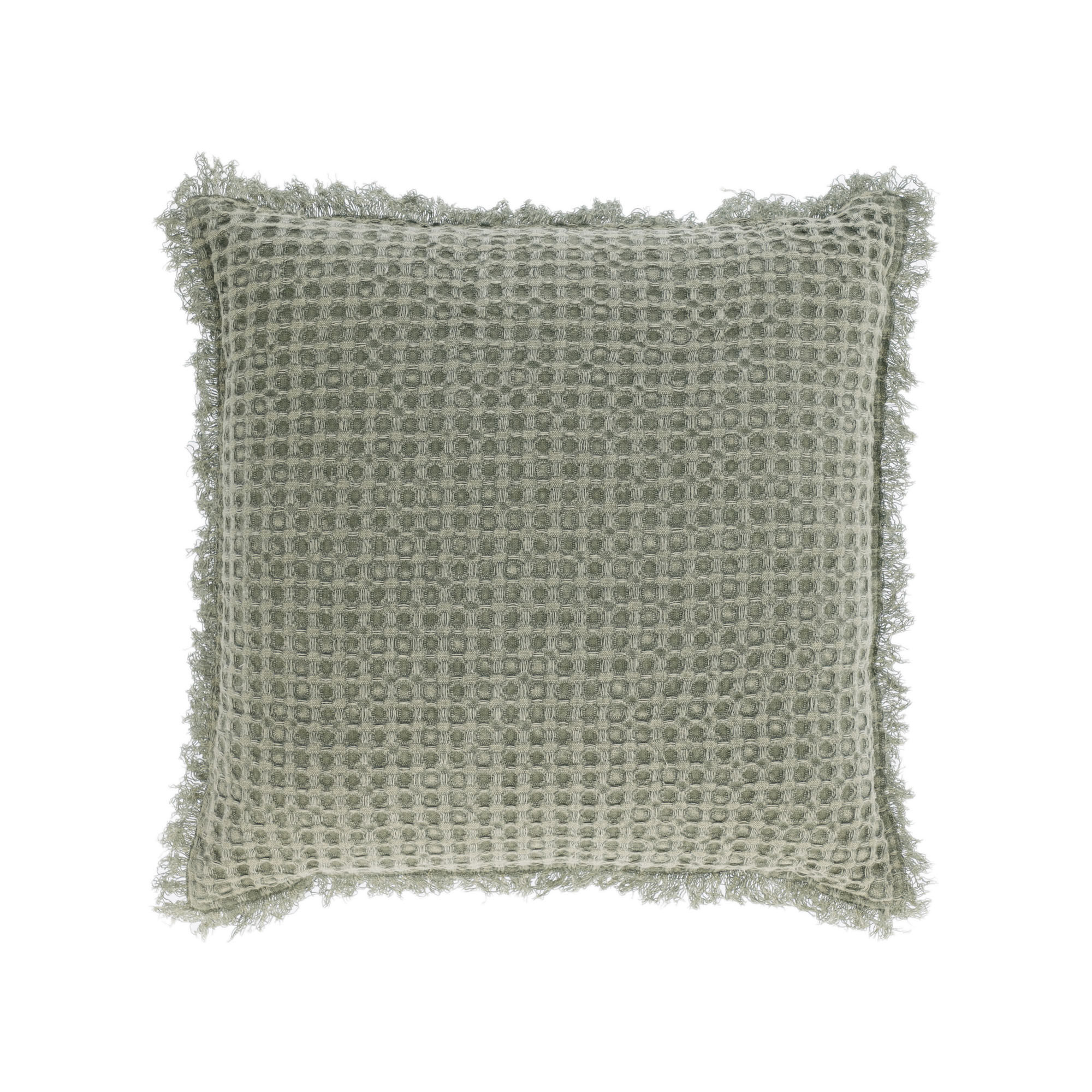 Kave Home Fodera per cuscino Shallowy 100% cotone verde 45 x 45 cm