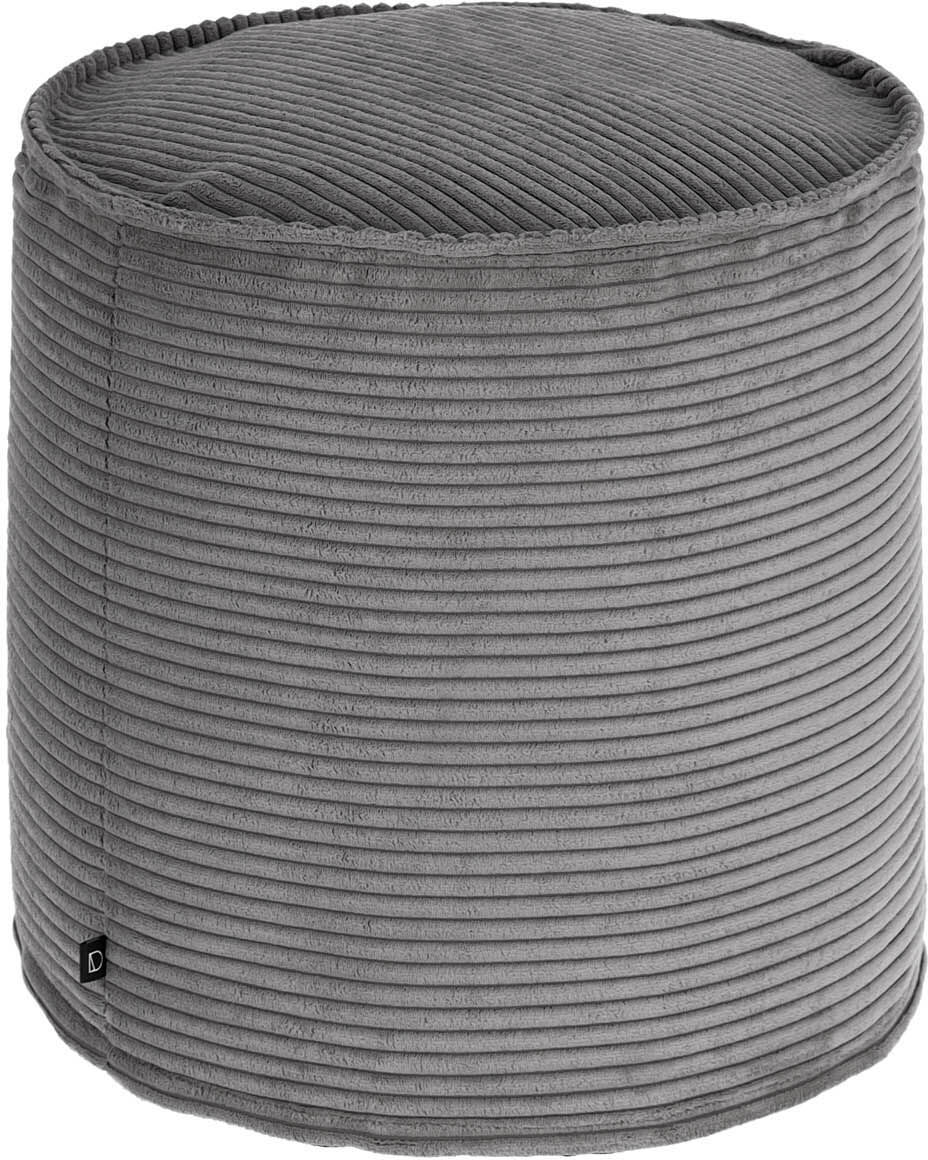 Kave Home Pouf piccolo Wilma Ø 40 cm velluto a coste grigio