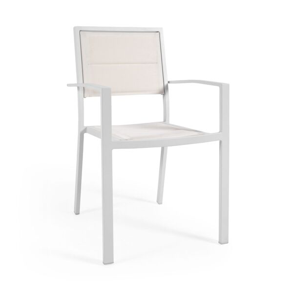 kave home sedia da esterno sirley in alluminio e textilene bianco