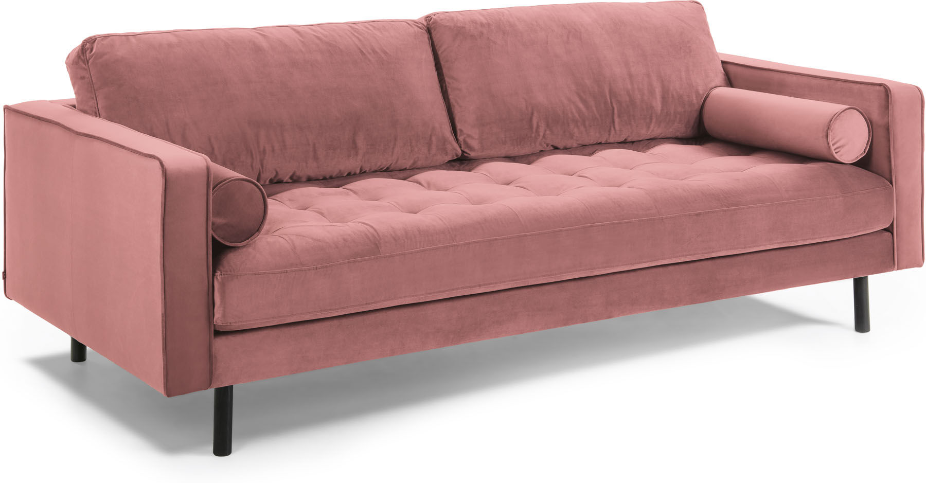 Kave Home Divano Debra 3 posti velluto rosa 222 cm