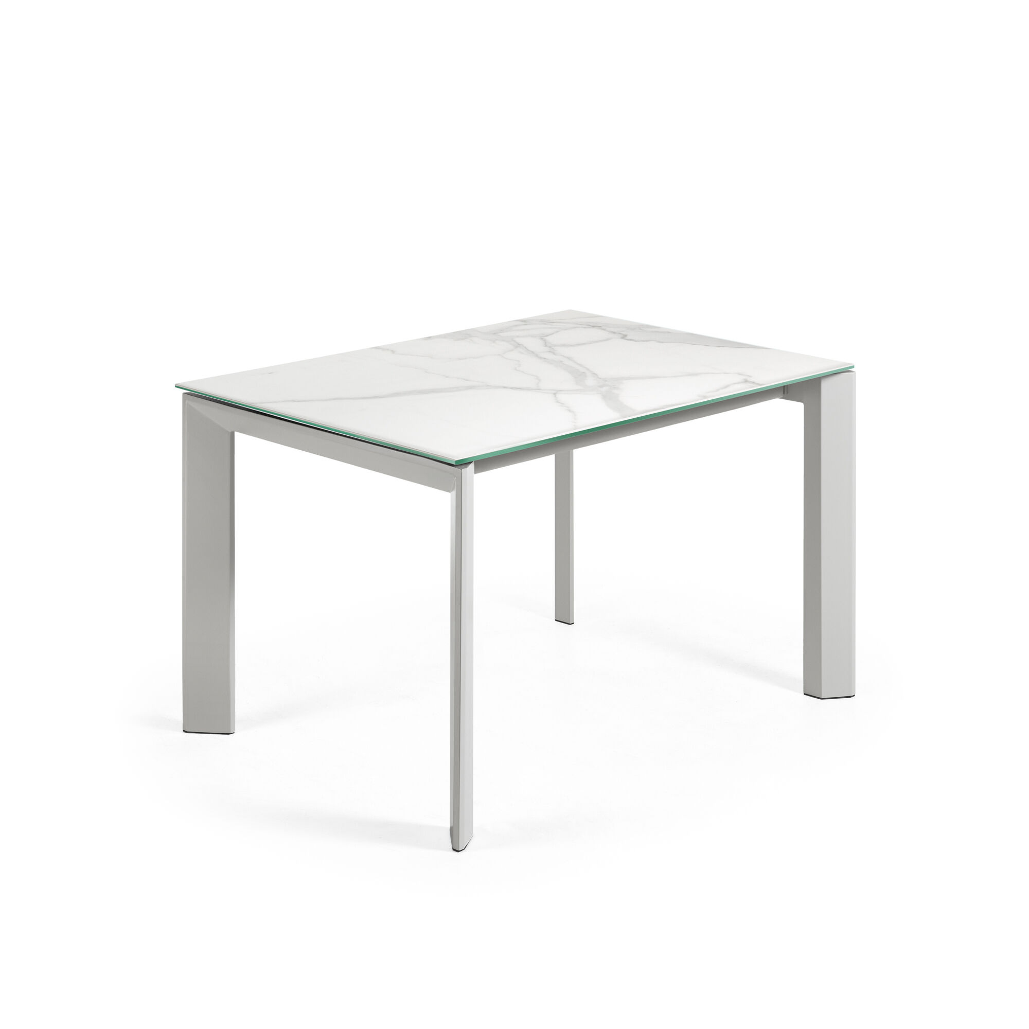 kave home tavolo allungabile axis in porcellanato kalos bianco e gambe grigie 120 (180) cm