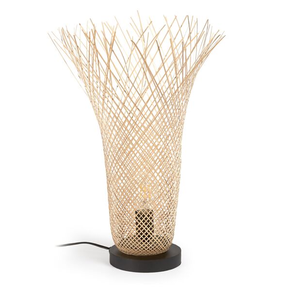kave home lampada da tavolo citalli in bambù con finitura naturale