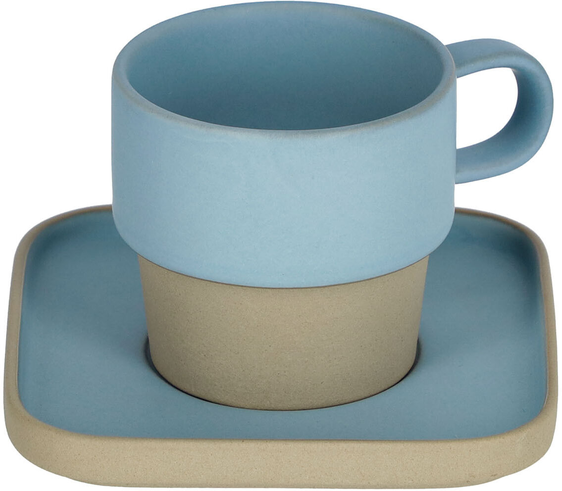 Kave Home Tazzina Midori con piattino in ceramica blu