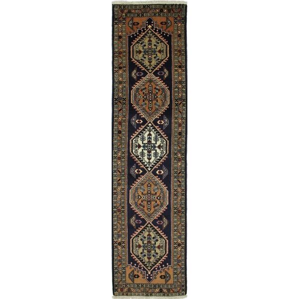 nain trading tappeto fatto a mano meshkin 299x71 corridore grigio scuro/marrone scuro (lana, persia/iran)