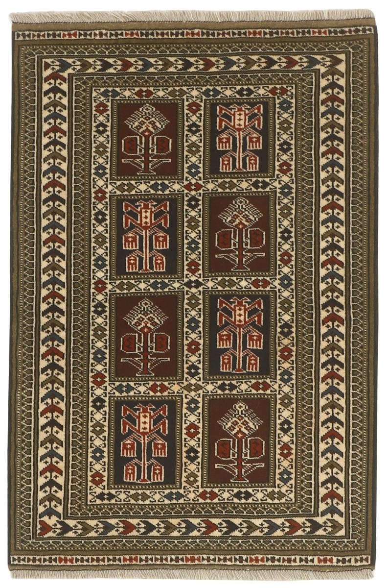 Nain Trading Tappeto Orientale Turkaman 127x86 Beige/Dunkelbraun (Persia/Iran, Lana, Annodato a mano)
