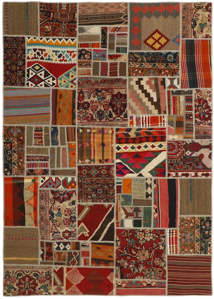 Nain Trading Tappeto Kilim Patchwork 231x161 Grigio Scuro/Beige (Lana, Persia/Iran, Tessuto a mano) Nain Trading Tappeto Kilim Patchwork 231x161 Grigio Scuro/Beige (Lana, Persia/Iran, Tessuto a mano)