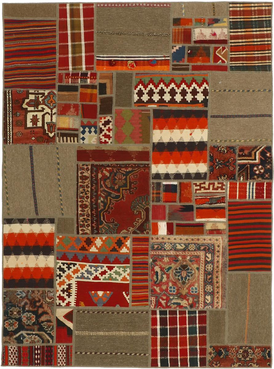 Nain Trading Tappeto Kilim Patchwork 199x141 Grigio Scuro/Marrone Scuro (Lana, Persia/Iran, Tessuto a mano) Nain Trading Tappeto Kilim Patchwork 199x141 Grigio Scuro/Marrone Scuro (Lana, Persia/Iran, Tessuto a mano)