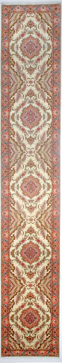 Nain Trading Tappeto Orientale Tabriz 50Raj 519x81 Corridore Beige/Marrone (Persia/Iran, Lana / Seta, Annodato a mano)