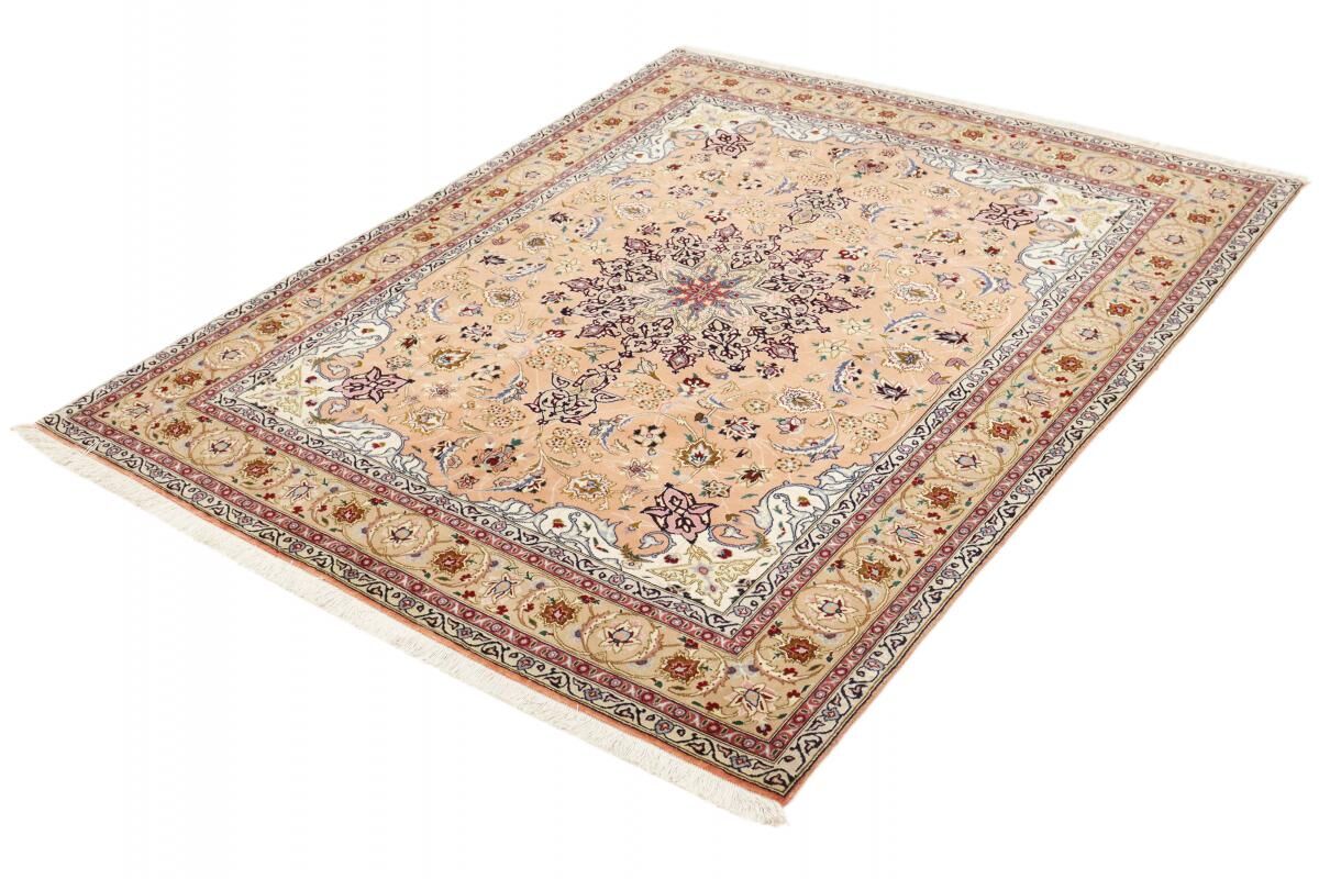 Nain Trading Tappeto Fatto A Mano Tabriz 50Raj 199x159 Beige/Rosa (Lana / Seta, Persia/Iran)