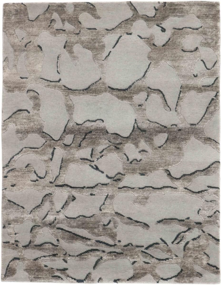 Nain Trading Tappeto Mila 141x109 Moderna/Design Grigio Scuro/Marrone Scuro (Annodato a mano, Lana / Viscosa, India) Nain Trading Tappeto Mila 141x109 Moderna/Design Grigio Scuro/Marrone Scuro (Annodato a mano, Lana / Viscosa, India)