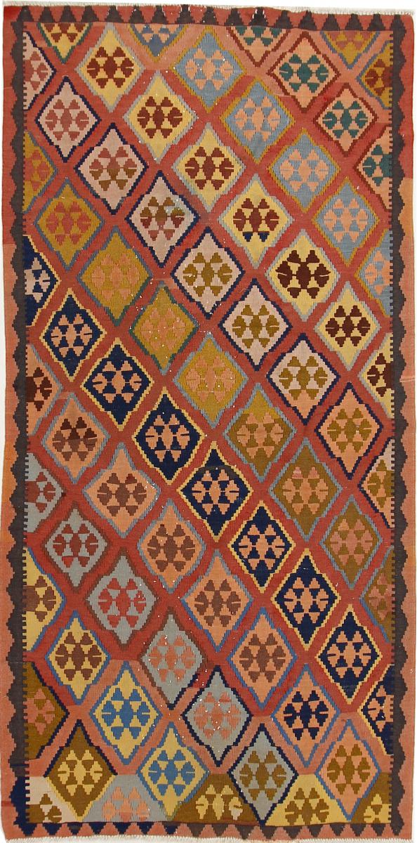 Nain Trading Tappeto Tessuto a Mano Kilim Fars Azerbaijan Antico 260x130 Corridore Arancione/Blu Scuro (Lana, Persia/Iran) Nain Trading Tappeto Tessuto a Mano Kilim Fars Azerbaijan Antico 260x130 Corridore Arancione/Blu Scuro (Lana, Persia/Iran)