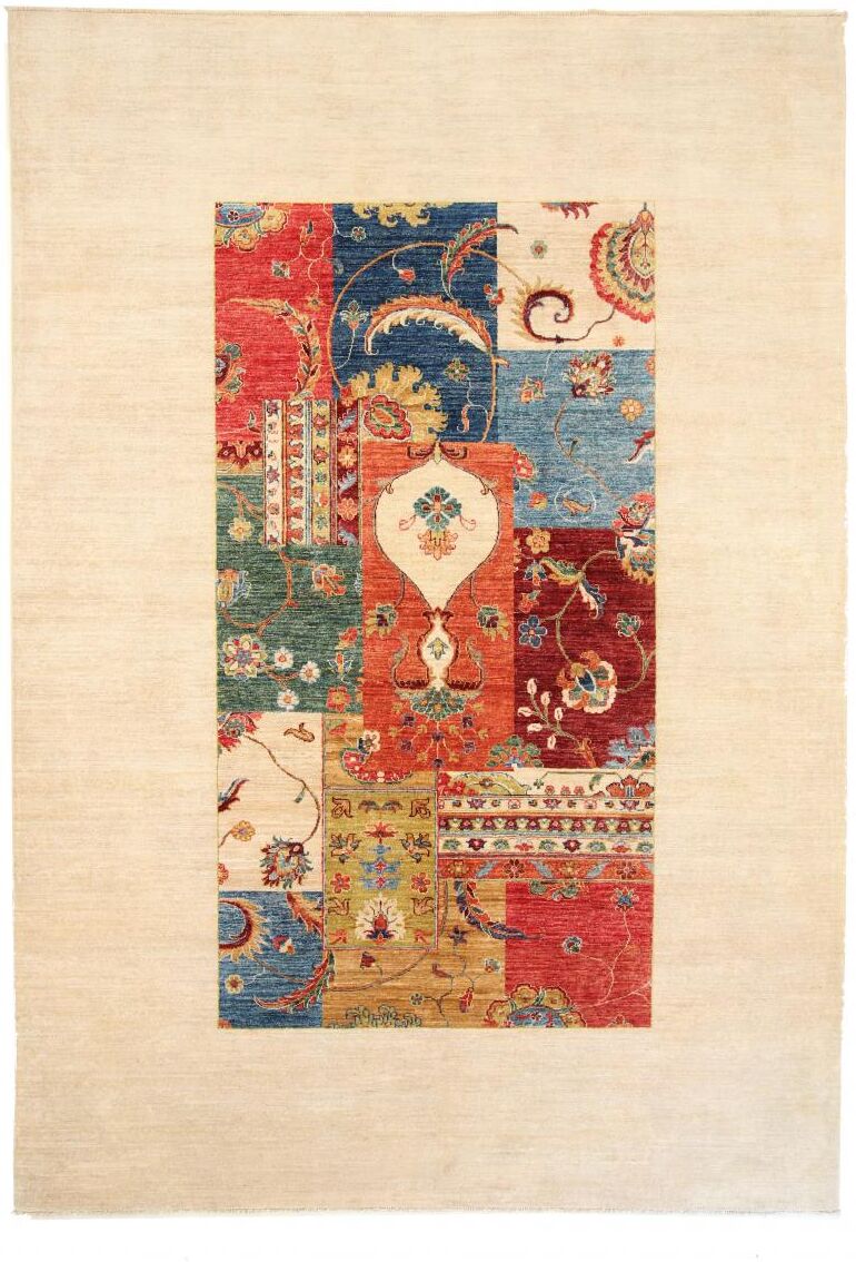 Nain Trading Tappeto Arijana Patchwork 296x211 Beige/Arancione (Pakistan, Annodato a mano, Lana) Nain Trading Tappeto Arijana Patchwork 296x211 Beige/Arancione (Pakistan, Annodato a mano, Lana)