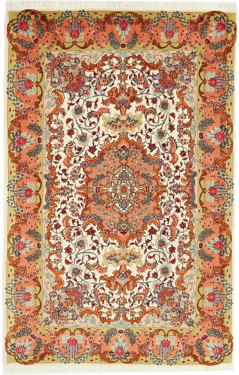 Nain Trading Tappeto Orientale Tabriz 60Raj 159x102 Beige/Marrone (Persia/Iran, Lana / Seta, Annodato a mano)