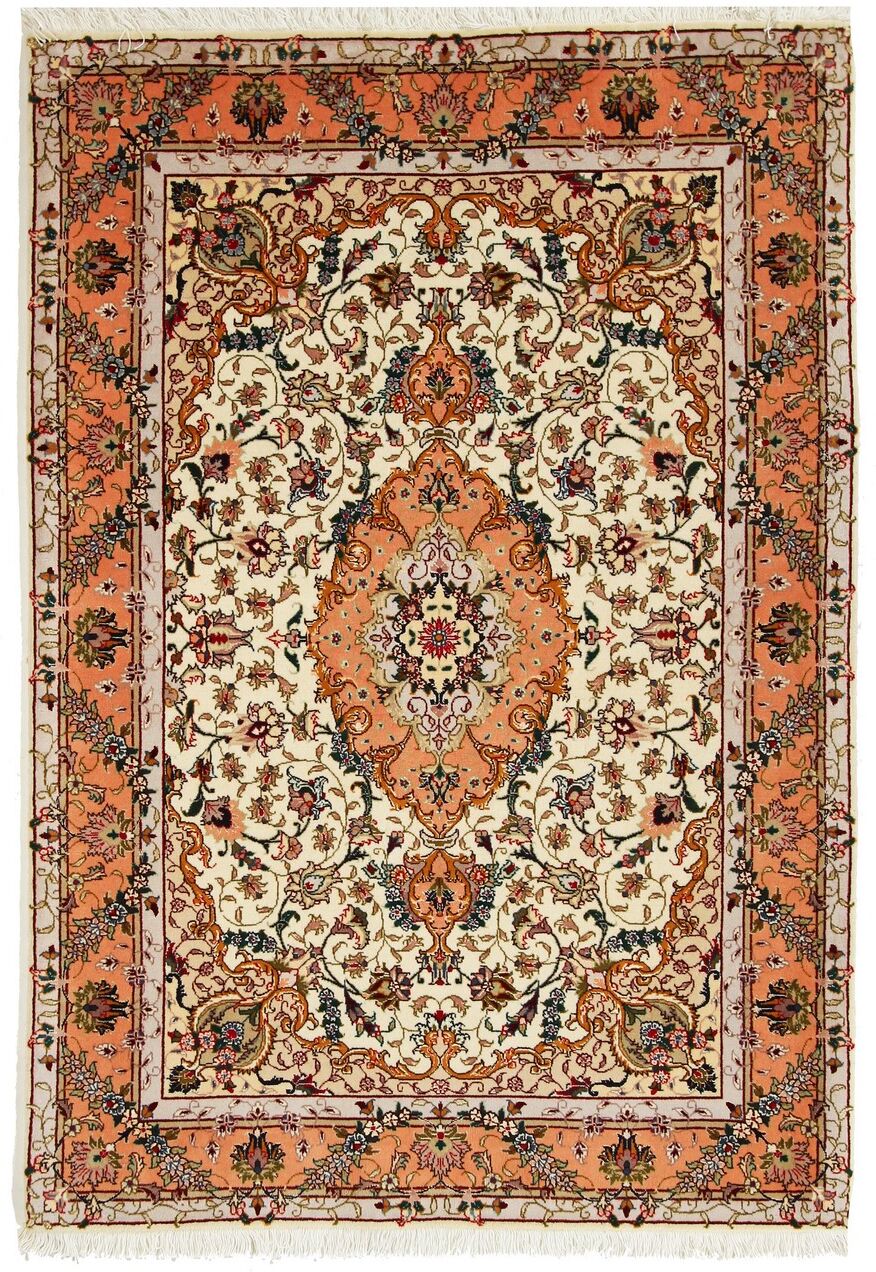 Nain Trading Tappeto Persiano Tabriz 50Raj 150x103 Marrone/Rosa (Annodato a mano, Persia/Iran, Lana / Seta)