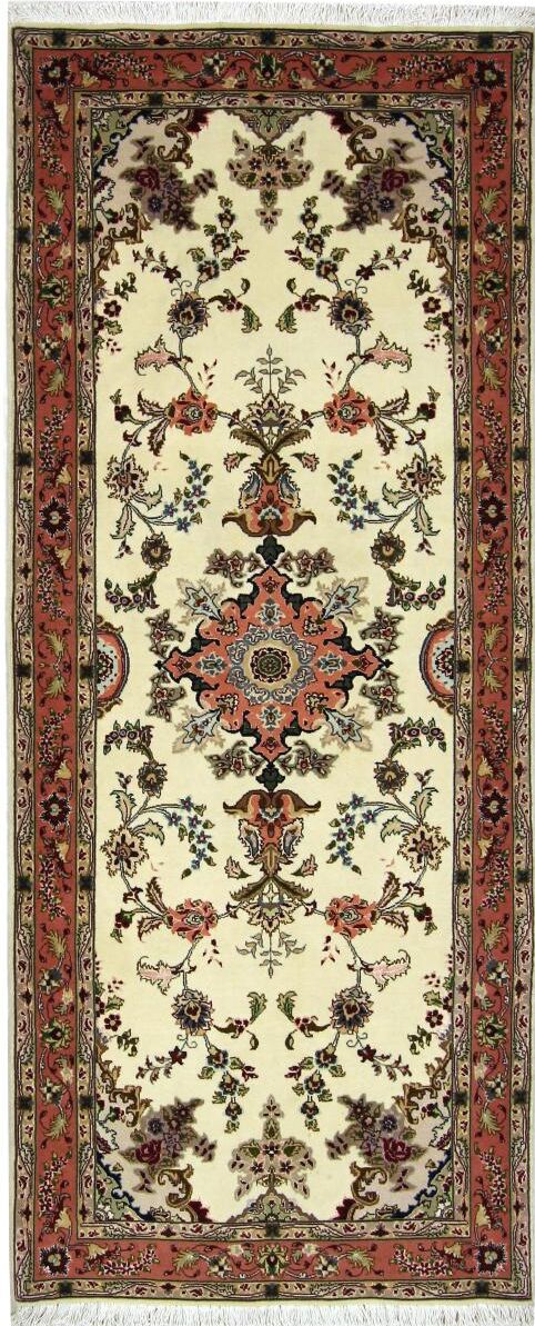 Nain Trading Tappeto Orientale Tabriz 50Raj 202x82 Corridore Beige/Marrone Scuro (Lana / Seta, Persia/Iran, Annodato a mano) Nain Trading Tappeto Orientale Tabriz 50Raj 202x82 Corridore Beige/Marrone Scuro (Lana / Seta, Persia/Iran, Annodato a mano)