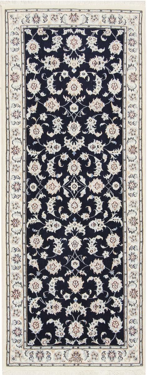 Nain Trading Tappeto Orientale Nain 9La Firmato 201x81 Corridore Grigio Scuro/Blu Scuro (Persia/Iran, Lana / Seta, Annodato a mano)