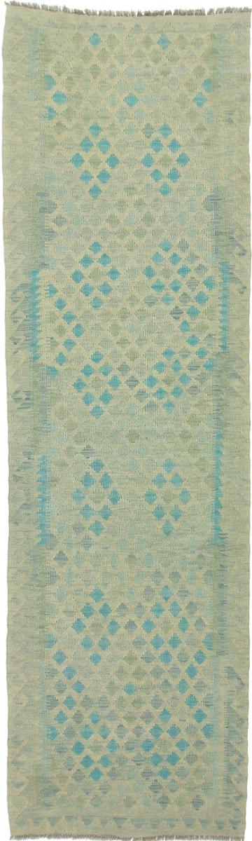 Nain Trading Tappeto Tessuto a Mano Kilim Afghan Heritage 298x87 Corridore Grigio/Verde Scuro (Lana, Afghanistan)