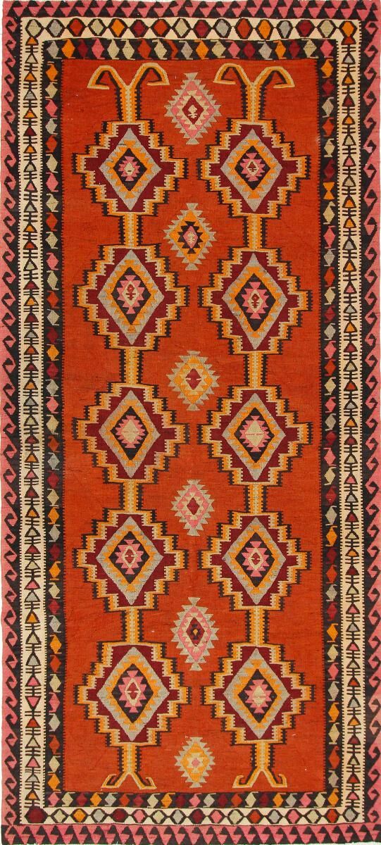 Nain Trading Tappeto Orientale Kilim Fars Azerbaijan Antico 375x168 Corridore Marrone/Arancione (Persia/Iran, Lana, Tessuto a mano) Nain Trading Tappeto Orientale Kilim Fars Azerbaijan Antico 375x168 Corridore Marrone/Arancione (Persia/Iran, Lana, Tessuto a mano)