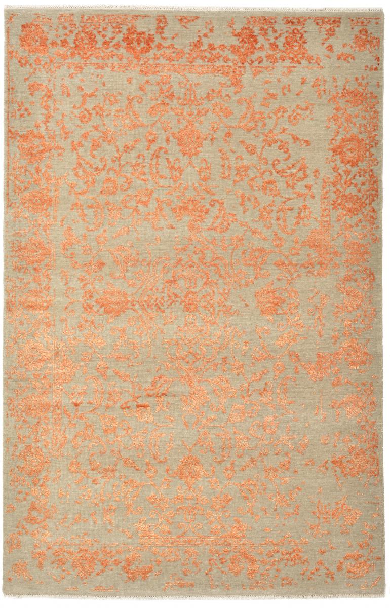 Nain Trading Tappeto Sadraa 190x124 Beige/Arancione (India, Annodato a mano, Seta Lana / Bambù)