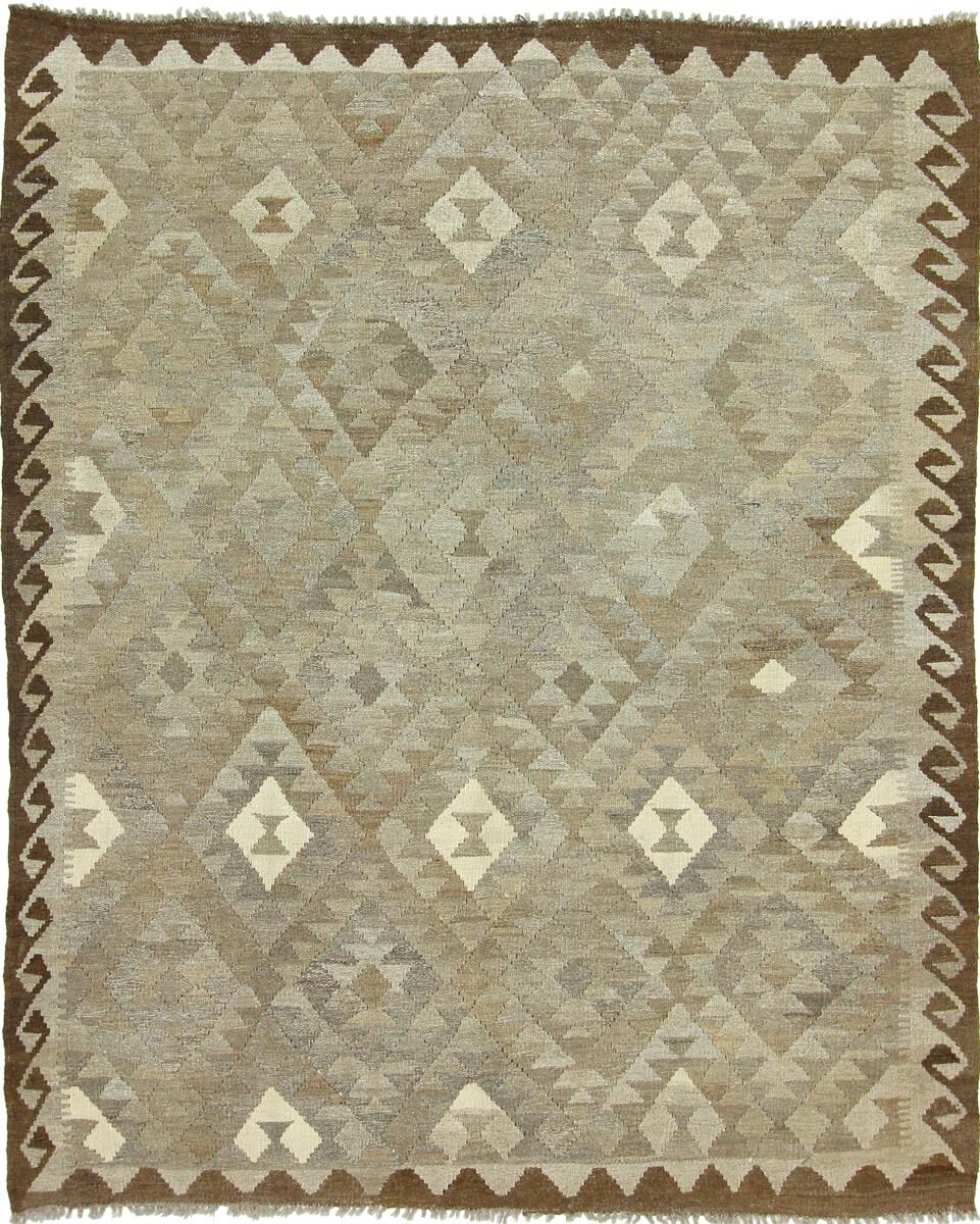 Nain Trading Tappeto Tessuto a Mano Kilim Afghan Heritage 195x162 Marrone Scuro/Verde Oliva (Lana, Afghanistan)