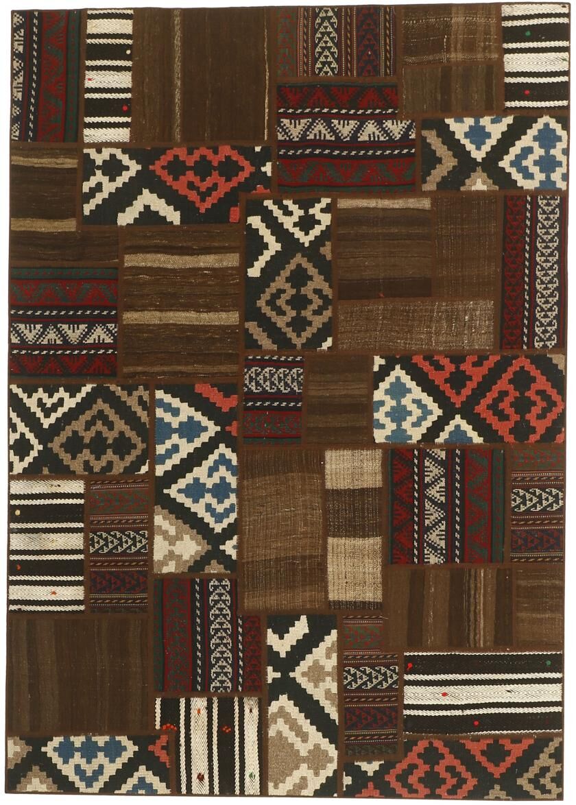 Nain Trading Tappeto Kilim Patchwork 199x139 Grigio Scuro/Marrone Scuro (Lana, Persia/Iran, Tessuto a mano) Nain Trading Tappeto Kilim Patchwork 199x139 Grigio Scuro/Marrone Scuro (Lana, Persia/Iran, Tessuto a mano)