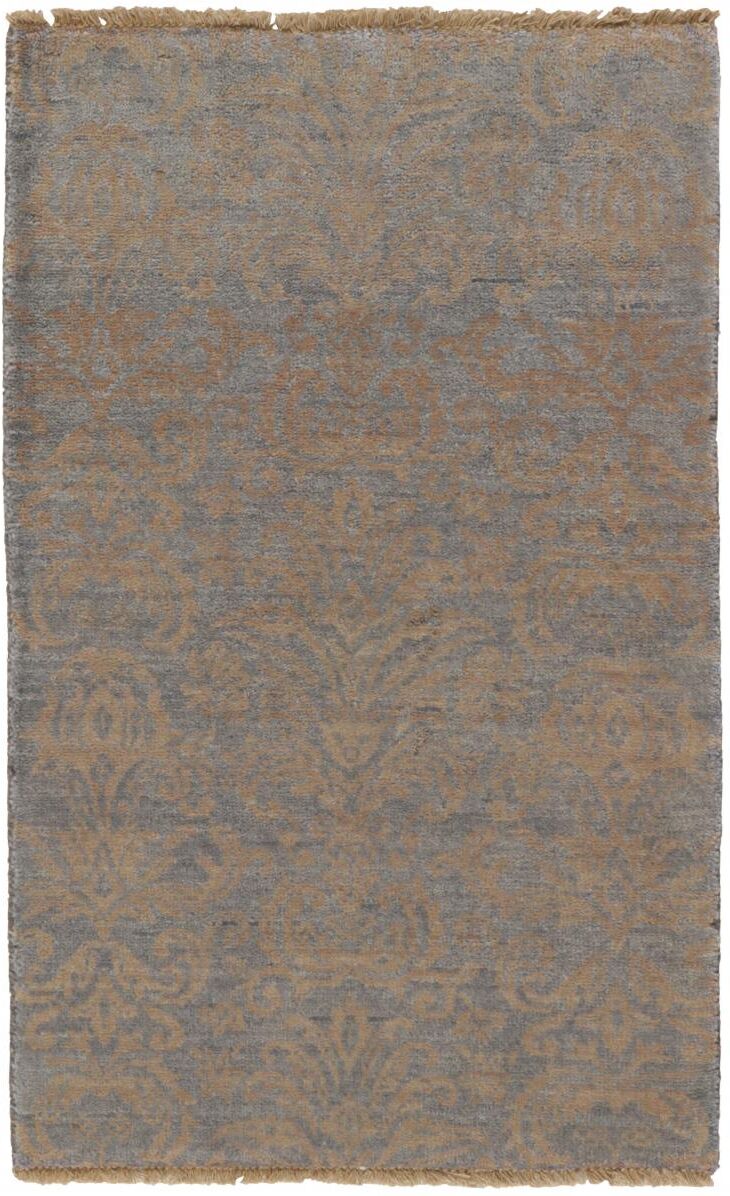 Nain Trading Tappeto Sindhi 91x59 Grigio Scuro/Beige (India, Annodato a mano, Seta Lana / Bambù)