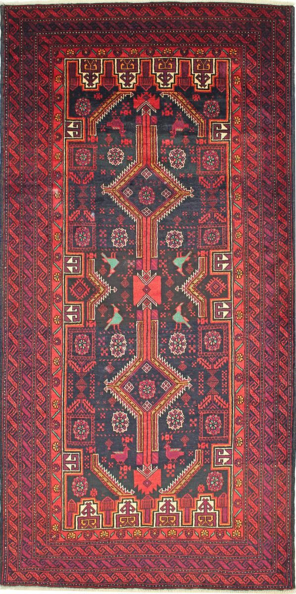 Nain Trading Tappeto Orientale Beluch 250x124 Corridore Marrone Scuro/Ruggine (Persia/Iran, Lana, Annodato a mano)