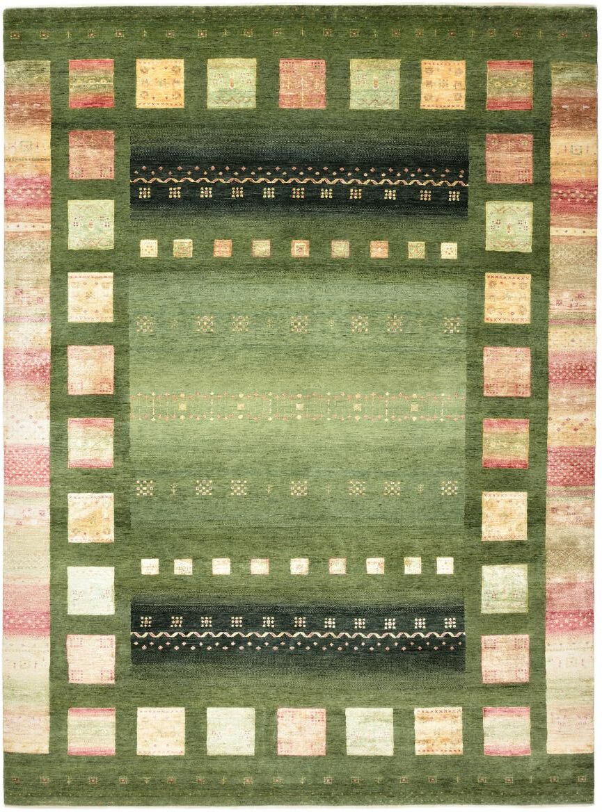 Nain Trading Tappeto Fatto A Mano Gabbeh Loribaft Design 343x251 Marrone Scuro/Verde Scuro (Seta Lana / Bambù, India) Nain Trading Tappeto Fatto A Mano Gabbeh Loribaft Design 343x251 Marrone Scuro/Verde Scuro (Seta Lana / Bambù, India)