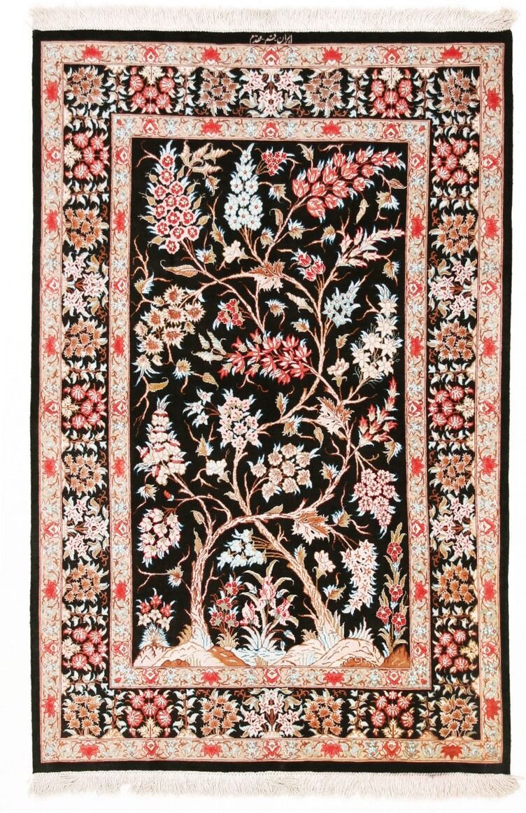 Nain Trading Tappeto Qum di Seta 150x100 Grigio Scuro/Rosa (Seta, Persia/Iran, Annodato a mano) Nain Trading Tappeto Qum di Seta 150x100 Grigio Scuro/Rosa (Seta, Persia/Iran, Annodato a mano)