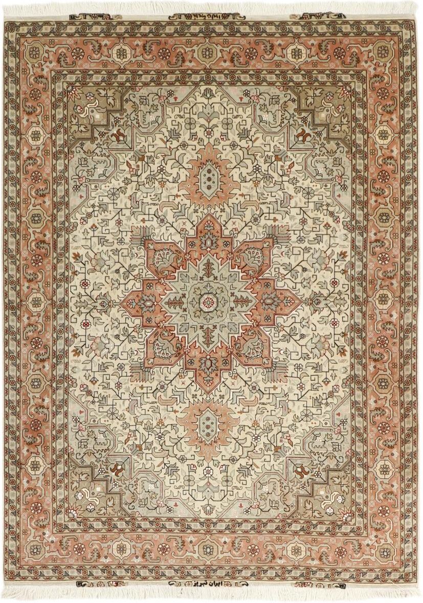 Nain Trading Tappeto Tabriz 50Raj 212x150 Beige/Marrone Scuro (Lana, Persia/Iran, Annodato a mano)