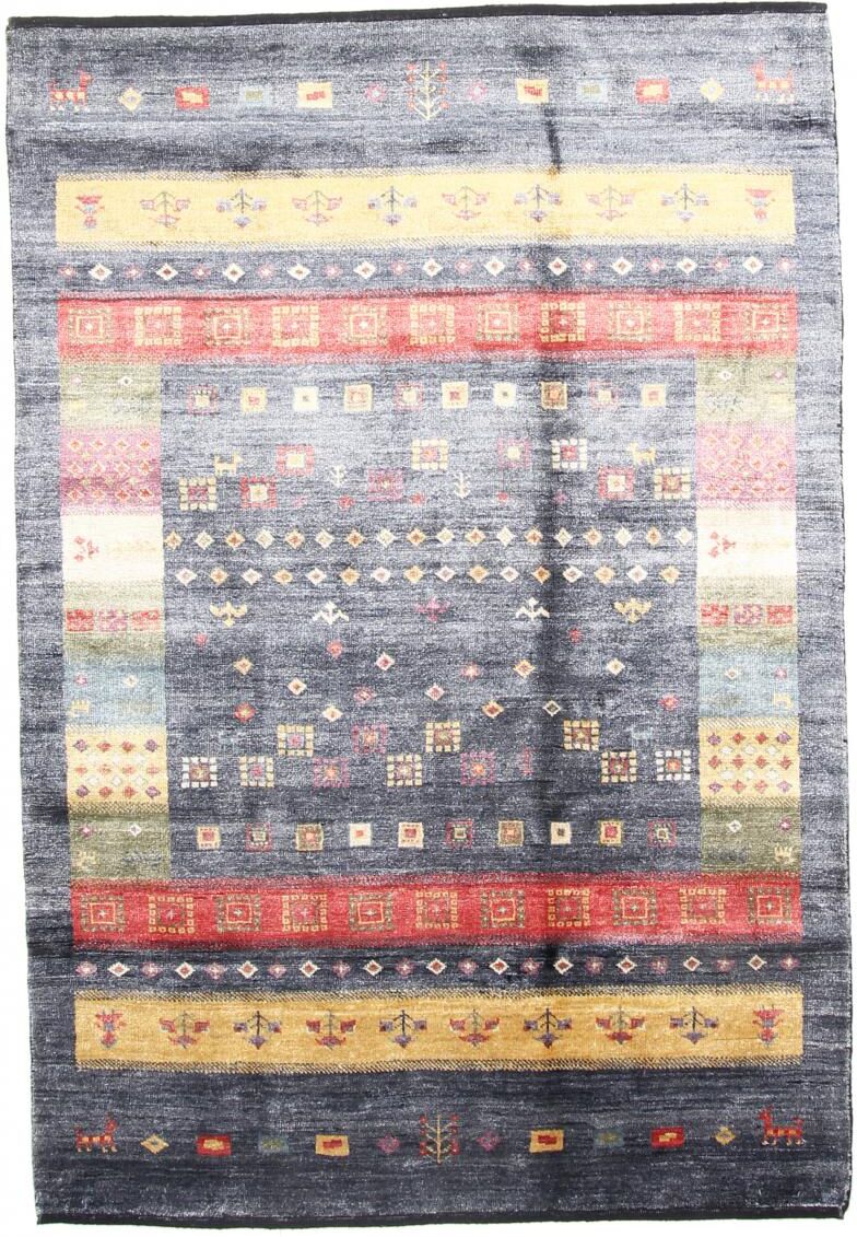 Nain Trading Tappeto Fatto A Mano Gabbeh Design Bambus di Seta 181x123 Grigio Scuro/Beige (Seta di bambù, India) Nain Trading Tappeto Fatto A Mano Gabbeh Design Bambus di Seta 181x123 Grigio Scuro/Beige (Seta di bambù, India)