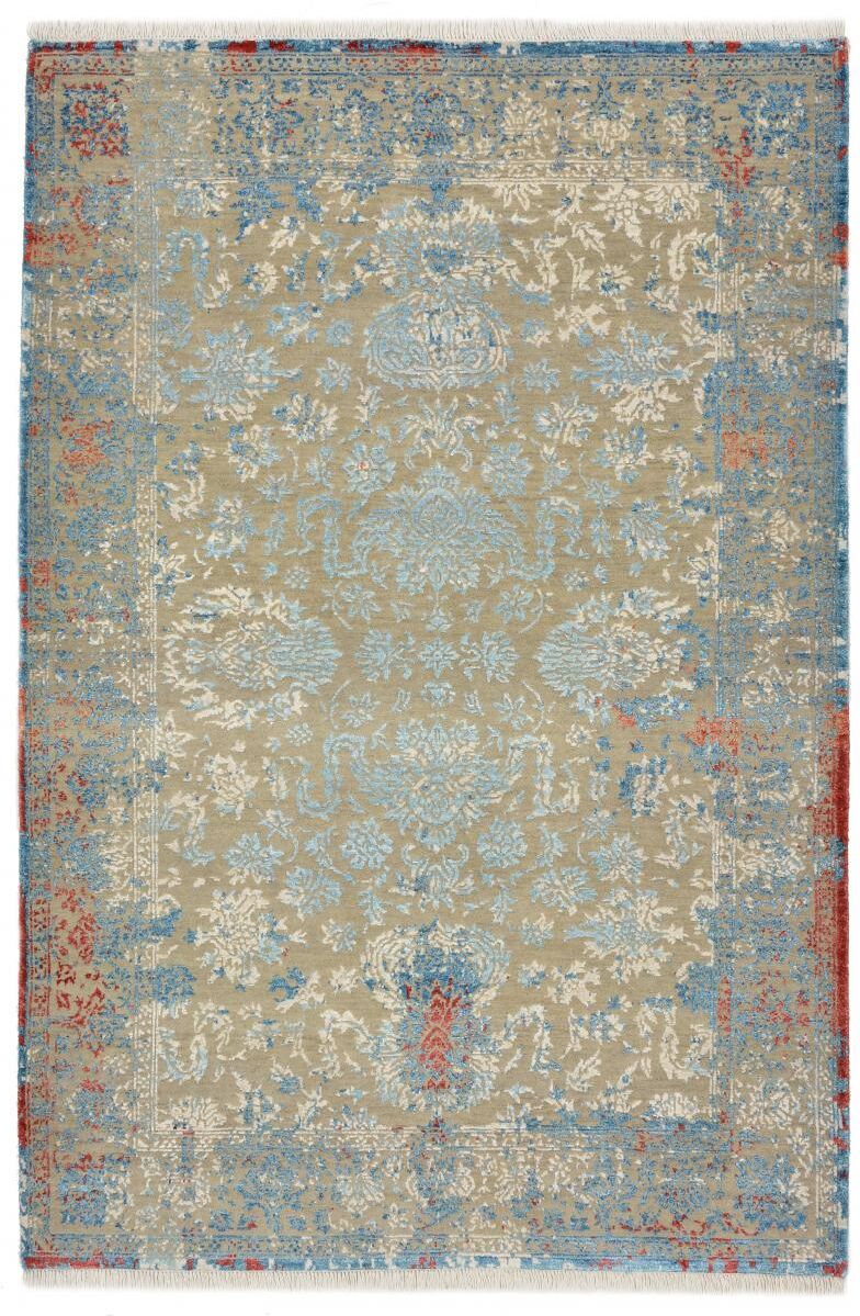 Nain Trading Tappeto Sadraa 186x124 Moderna/Design Grigio Scuro/Beige (Annodato a mano, Seta Lana / Bambù, India) Nain Trading Tappeto Sadraa 186x124 Moderna/Design Grigio Scuro/Beige (Annodato a mano, Seta Lana / Bambù, India)