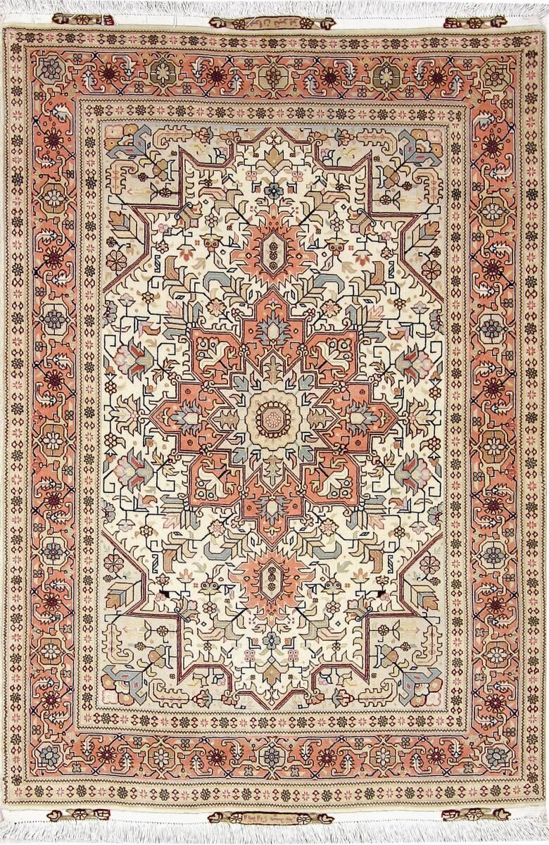 Nain Trading Tappeto Tabriz 50Raj 150x107 Beige/Marrone Scuro (Lana / Seta, Persia/Iran, Annodato a mano) Nain Trading Tappeto Tabriz 50Raj 150x107 Beige/Marrone Scuro (Lana / Seta, Persia/Iran, Annodato a mano)