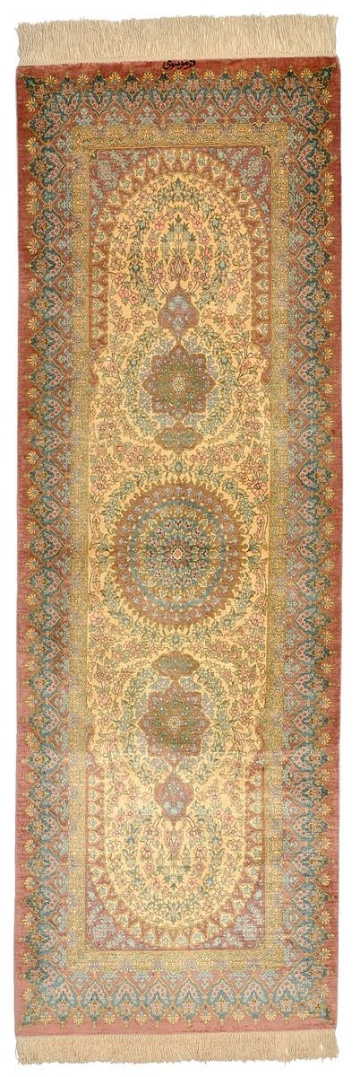 Nain Trading Tappeto Fatto A Mano Qum di Seta 196x66 Corridore Beige/Marrone (Seta, Persia/Iran) Nain Trading Tappeto Fatto A Mano Qum di Seta 196x66 Corridore Beige/Marrone (Seta, Persia/Iran)